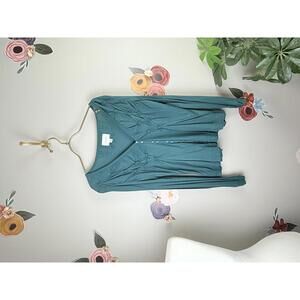 Deletta by Anthropologie Teal Pinched Long Sleeve Cardigan - Size - Small